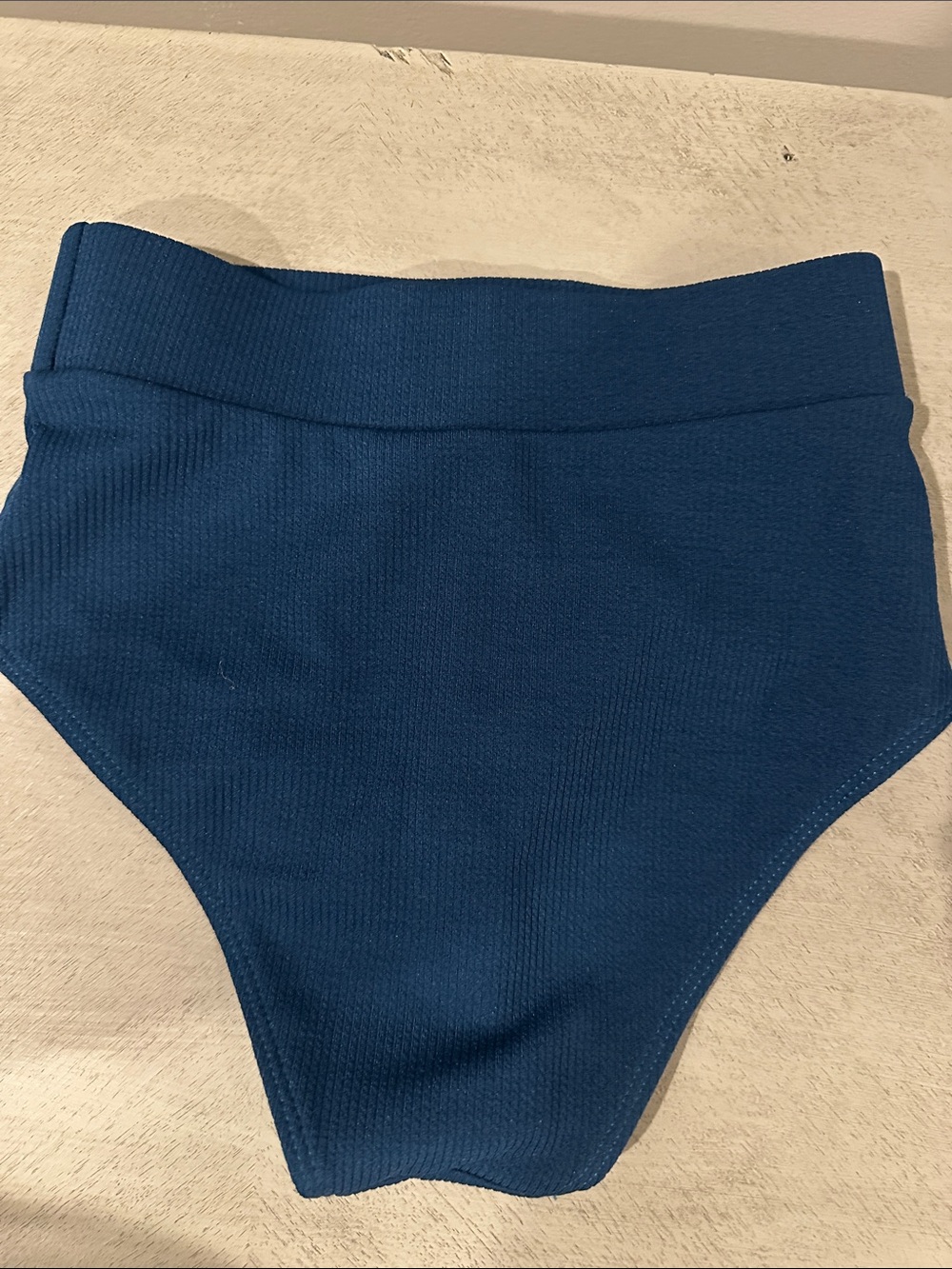 Geode Ribbed High-Waist Bikini Set in Deep Blue - Picture 4 of 7